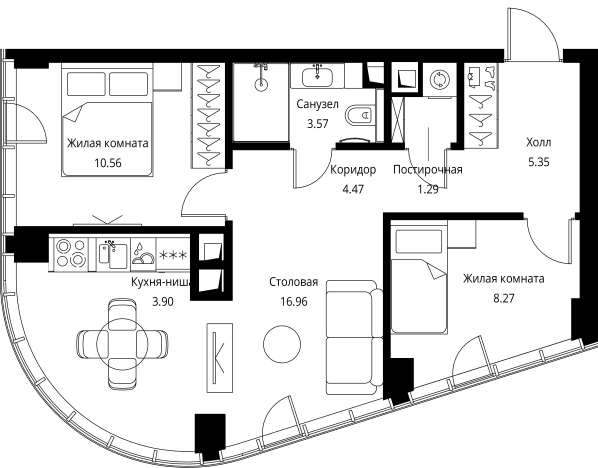 Купить двухкомнатную квартиру в СЗАО в Москве. Вариант № 143428, 0, площадь - квм, цена 28629611 рублей