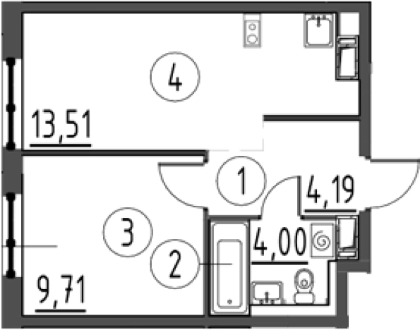 . Вариант № 6712471, 0, площадь - 31.41 квм, цена 6012973 рублей