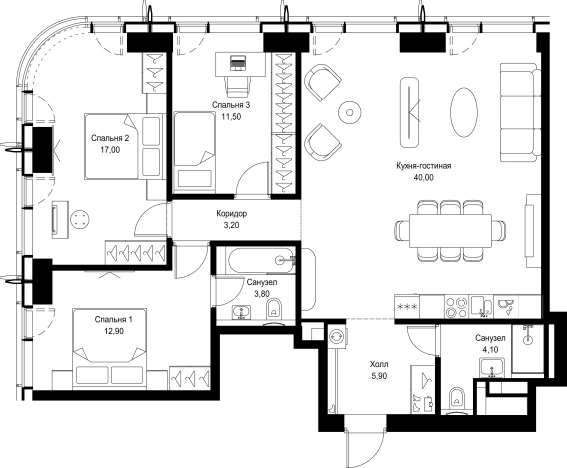 Купить трехкомнатную квартиру на улице Академика Волгина в Москве. Вариант № 5232569, 0, площадь -  квм, цена 32231904 рублей