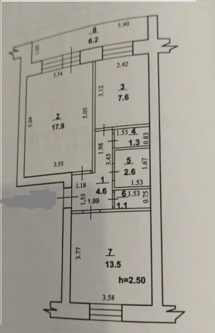 . Вариант № 17115, 11, площадь - 48.6 квм, цена 3650000 рублей