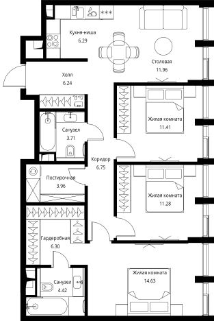 Купить трехкомнатную квартиру у метро Мякинино в Москве. Вариант № 143421, 0, площадь -  квм, цена 36969488 рублей