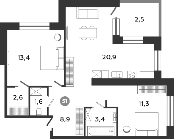 Купить трехкомнатную квартиру в новостройках на улице Солдата Власова в Ленинградской области. Вариант № 9104727, 0, площадь -  квм, цена 9367000 рублей