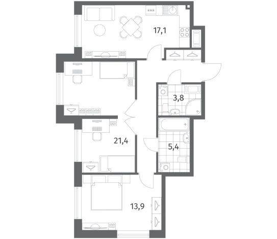 Купить трехкомнатную квартиру в ЖК Парусная 1 в Санкт-Петербурге. Вариант № 7265918, 0, площадь -  квм, цена 25903000 рублей
