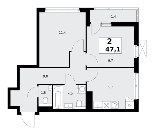 Купить двухкомнатную квартиру у метро Потапово в Москве. Вариант № 99572, 0, площадь -  квм, цена 17230593 рублей