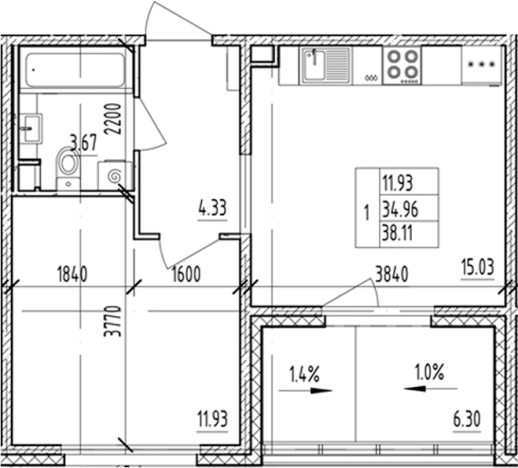 Купить однокомнатную квартиру у метро Проспект Ветеранов в Ленинградской области. Вариант № 6854862, 0, площадь -  квм, цена 7243720 рублей