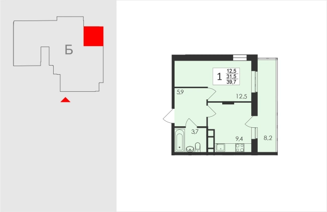 Купить однокомнатную квартиру в новостройках в Владимирской области. Вариант № 93536, 0, площадь -  квм, цена 5558000 рублей