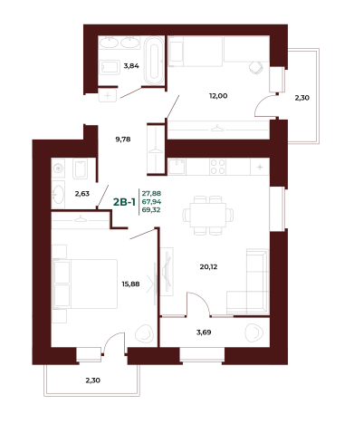 Купить двухкомнатную квартиру в новостройках на улице проспект Строителей в Пензе. Вариант № 418721, 0, площадь -  квм, цена 8610000 рублей