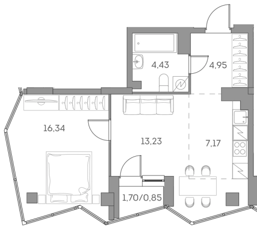 Купить однокомнатную квартиру в ЖК Аквилон Beside 2.0 в Москве. Вариант № 842042, 0, площадь -  квм, цена 19620083 рублей