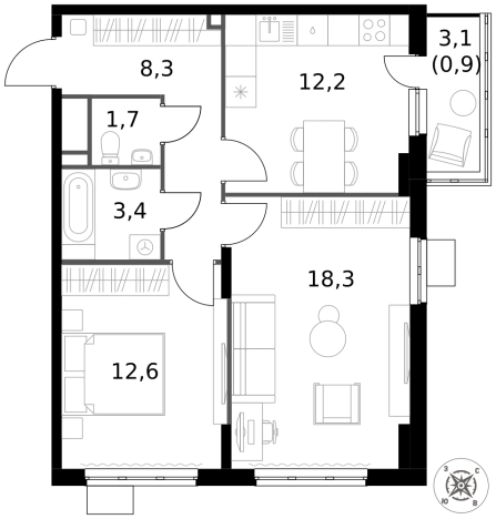 Купить двухкомнатную квартиру у метро Домодедовская в Видном. Вариант № 9953615, 0, площадь -  квм, цена 15314320 рублей