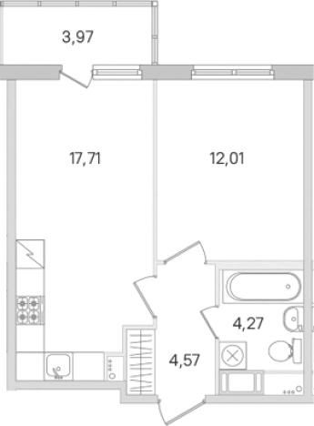 Купить двухкомнатную квартиру в ЖК Ясно.Янино в Ленинградской области. Вариант № 8488752, 0, площадь -  квм, цена 6863680 рублей