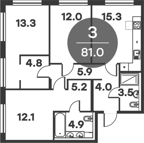 Купить трехкомнатную квартиру в Одинцове. Вариант № 157333, 0, площадь -  квм, цена 11698020 рублей