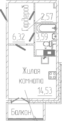 Купить Студию в Сертолове. Вариант № 6058943, 0, площадь -  квм, цена 5800344 рублей