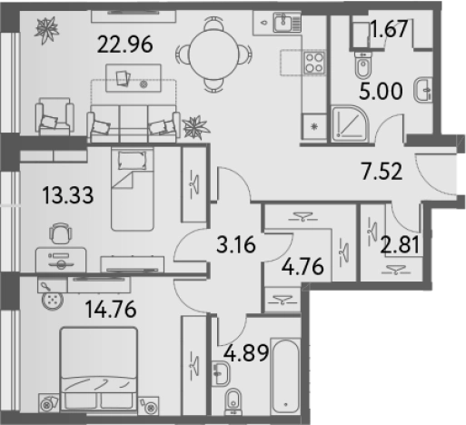 . Вариант № 77130, 0, площадь - 80.86 квм, цена 31471600 рублей