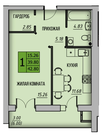 Купить однокомнатную квартиру в Калужской области. Вариант № 280855, 1, площадь -  квм, цена 4730000 рублей