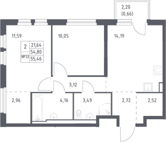 Купить трехкомнатную квартиру на вторичке в Кудрове. Вариант № 6900247, 0, площадь -  квм, цена 9419758 рублей
