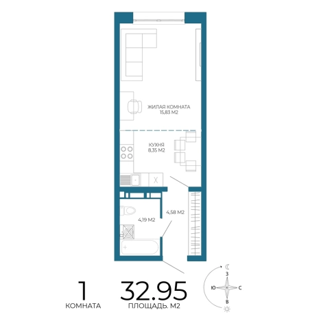 Купить однокомнатную квартиру в Микрорайоне Пенза-2, Железнодорожный район в Пензе. Вариант № 3439842, 0, площадь -  квм, цена 3031400 рублей