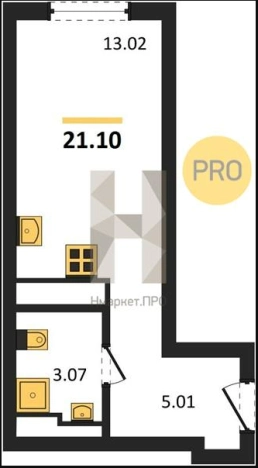 . Вариант № 2881255, 0, площадь - 21.1 квм, цена 2903360 рублей