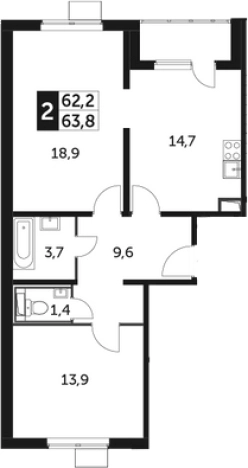 Купить двухкомнатную квартиру в новостройках в Видном. Вариант № 9836996, 0, площадь -  квм, цена 15578800 рублей