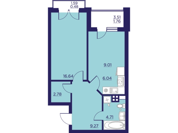 Купить однокомнатную квартиру в ЖК Городские Сады в Воронеже. Вариант № 102941, 0, площадь -  квм, цена 7578155 рублей