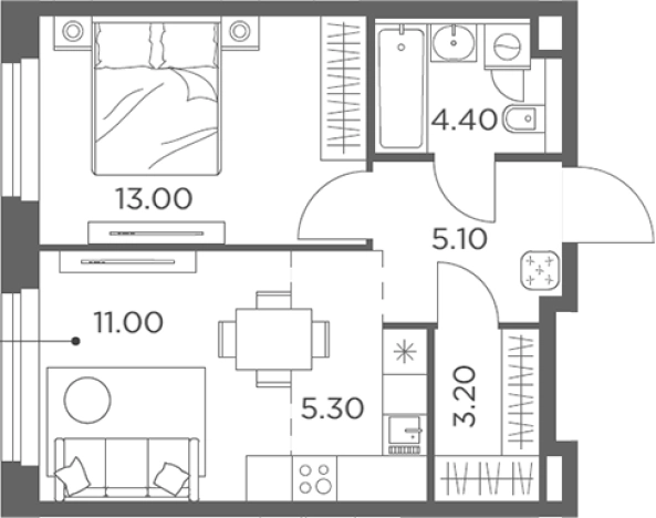 . Вариант № 187690, 0, площадь - 42 квм, цена 8671992 рублей