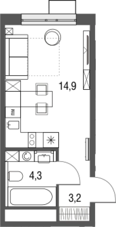 . Вариант № 88072, 0, площадь - 22.4 квм, цена 10955586 рублей