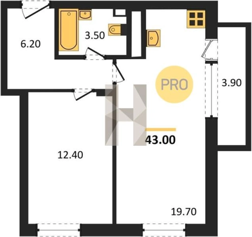Купить однокомнатную квартиру в ЖК Ломоносов в Ижевске. Вариант № 67949, 0, площадь -  квм, цена 3616200 рублей