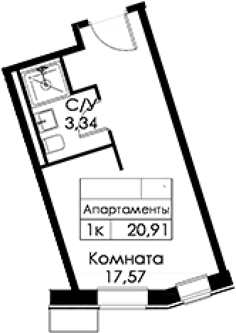 . Вариант № 6250732, 0, площадь - 20.91 квм, цена 6559236 рублей