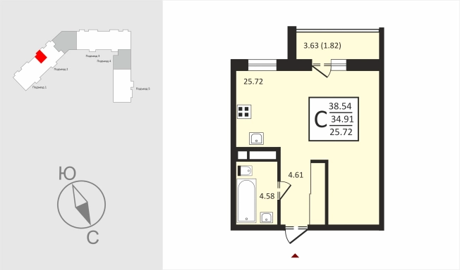 Купить Студию в Владимирской области. Вариант № 112827, 0, площадь -  квм, цена 4407600 рублей