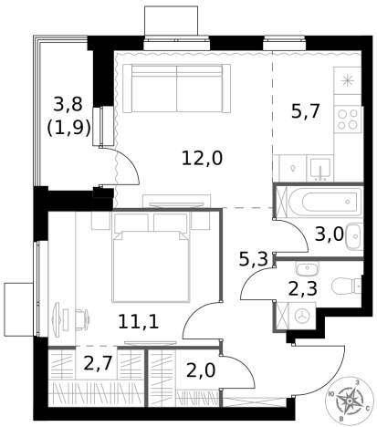 Купить двухкомнатную квартиру у метро Щелковская в Москве. Вариант № 9716589, 0, площадь -  квм, цена 19609800 рублей