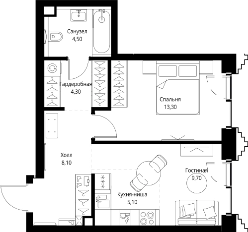 Купить однокомнатную квартиру в новостройках у метро Давыдково в Москве. Вариант № 10349323, 0, площадь -  квм, цена 28192500 рублей