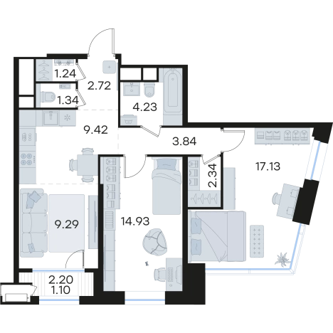 Купить квартиру в ЖК Glorax Черниговская в Нижнем Новгороде. Вариант № 3593156, 0, площадь -  квм, цена 28729728 рублей