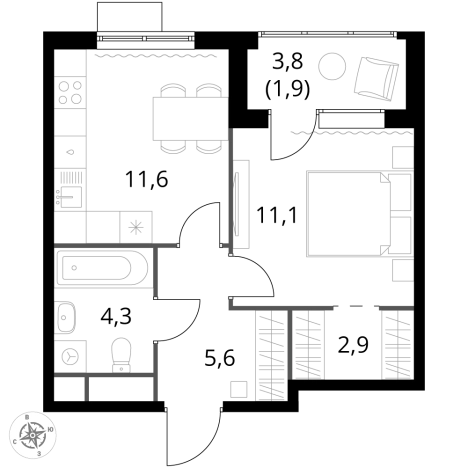 Купить однокомнатную квартиру в Микрорайоне Клязьма-Старбеево, Химки в Химках. Вариант № 9973341, 0, площадь -  квм, цена 8789000 рублей