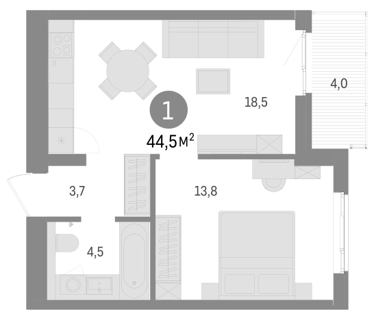 . Вариант № 6245567, 0, площадь - 40.5 квм, цена 6830000 рублей