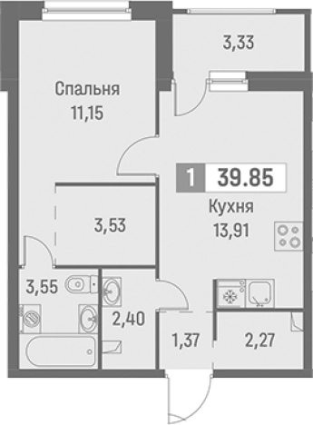 Купить однокомнатную квартиру на вторичке на улице 1-й Предпортовый проезд в Санкт-Петербурге. Вариант № 9099480, 0, площадь -  квм, цена 8343050 рублей