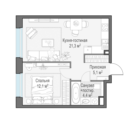 Купить двухкомнатную квартиру в ЖК Белый Grad в Мытищах. Вариант № 166250, 0, площадь -  квм, цена 8630000 рублей