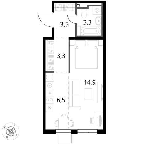 Купить однокомнатную квартиру у метро Битца в Видном. Вариант № 9949371, 0, площадь -  квм, цена 11160450 рублей