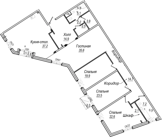 Купить многокомнатную квартиру в новостройках на улице набережная реки Карповки в Санкт-Петербурге. Вариант № 66514, 0, площадь -  квм, цена 147598680 рублей
