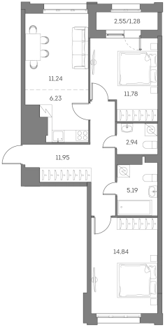 Купить двухкомнатную квартиру в новостройках в ЖК Аквилон Beside 2.0 в Москве. Вариант № 7675604, 0, площадь -  квм, цена 25084614 рублей