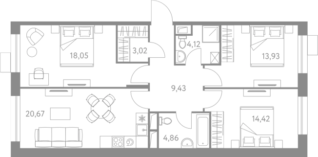Купить многокомнатную квартиру в ЖК LIFE-Варшавская в Москве. Вариант № 74217, 0, площадь -  квм, цена 28183117 рублей
