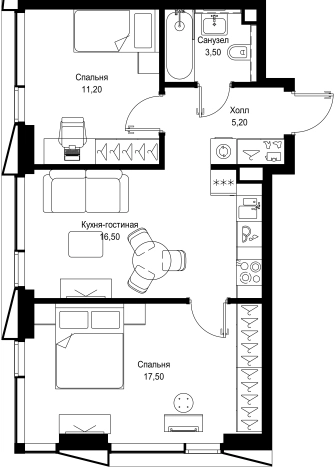 Купить двухкомнатную квартиру у метро Тушинская в Москве. Вариант № 5355229, 0, площадь -  квм, цена 26486460 рублей