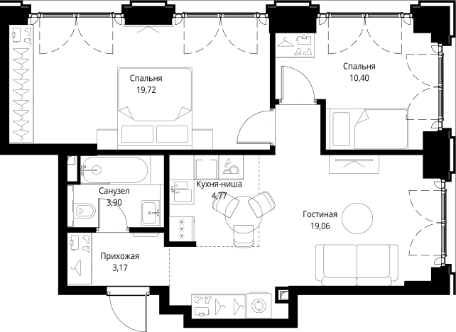 Купить двухкомнатную квартиру в новостройках в ЖК City Bay в Москве. Вариант № 141611, 0, площадь -  квм, цена 30325415 рублей