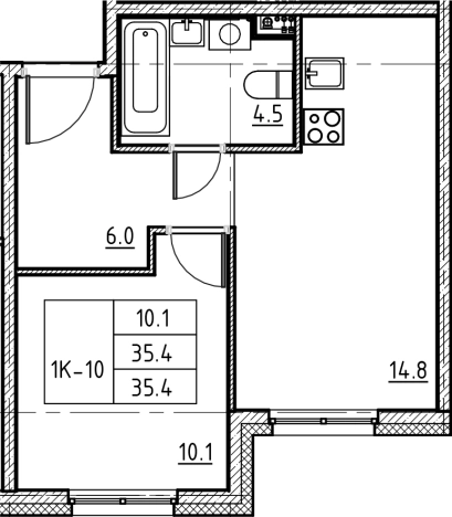 Купить однокомнатную квартиру на улице Петропавловская в Ленинградской области. Вариант № 114743, 0, площадь -  квм, цена 4500000 рублей