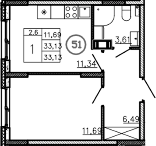 Купить однокомнатную квартиру у метро Проспект Ветеранов в Ленинградской области. Вариант № 6228181, 0, площадь -  квм, цена 3975600 рублей