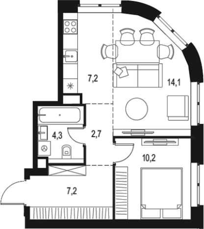 Купить двухкомнатную квартиру в ЖК Level Нижегородская в Москве. Вариант № 206219, 0, площадь - квм, цена 16552998 рублей