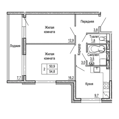 Купить двухкомнатную квартиру в районе Ленинский в Владивостоке. Вариант № 9415118, 0, площадь -  квм, цена 8654016 рублей