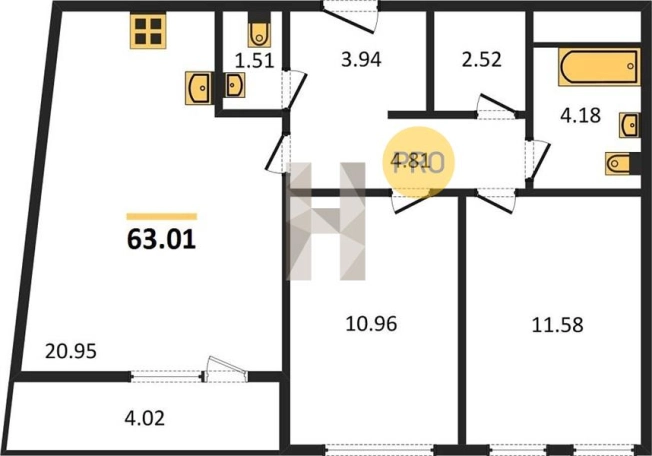 Купить двухкомнатную квартиру в новостройках на улице Карла Маркса в Ижевске. Вариант № 61668, 0, площадь -  квм, цена 6550316 рублей
