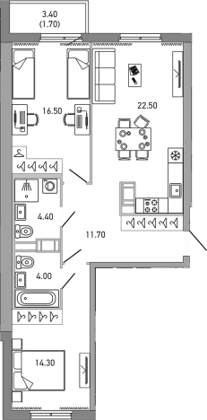 Купить трехкомнатную квартиру на улице Ларина в Сертолове. Вариант № 4838874, 0, площадь -  квм, цена 11939603 рублей