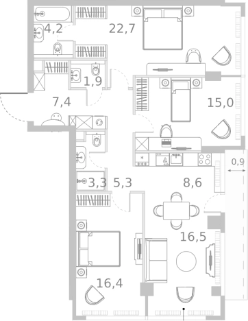 Купить многокомнатную квартиру в ЖК River Park Towers Кутузовский в Москве. Вариант № 105342, 0, площадь -  квм, цена 114122824 рублей