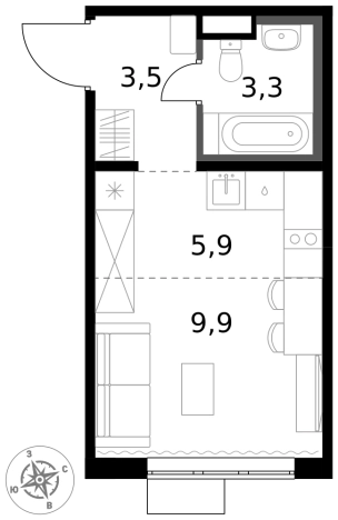 Купить однокомнатную квартиру в Микрорайоне Клязьма-Старбеево, Химки в Химках. Вариант № 9711951, 0, площадь -  квм, цена 6368680 рублей