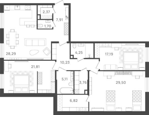 Купить многокомнатную квартиру у метро Шушары в Санкт-Петербурге. Вариант № 6205037, 0, площадь -  квм, цена 50233757 рублей